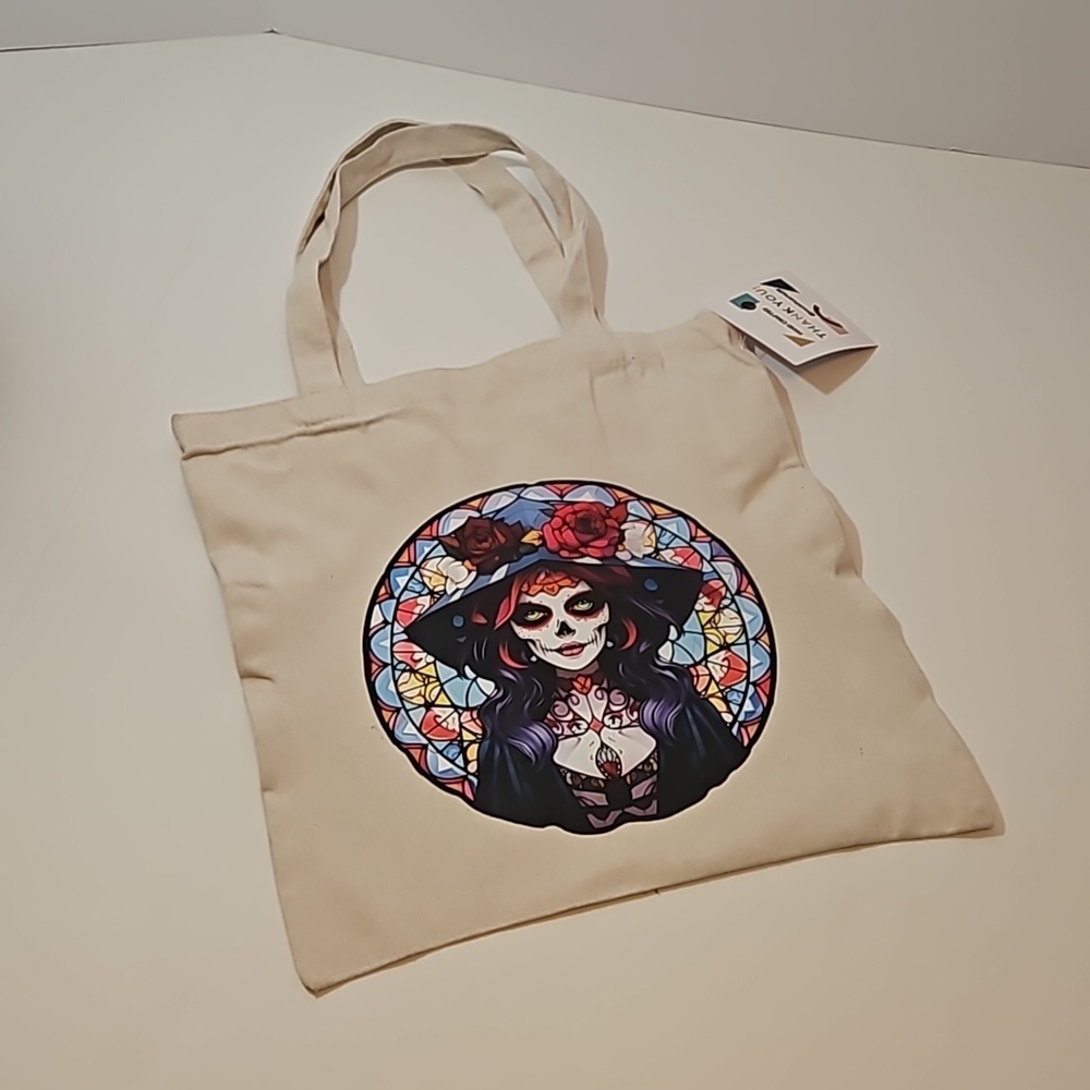 Hand Crafted Reusable Bag Canvas 100% Cotton Skull - Picture 9 of 17
